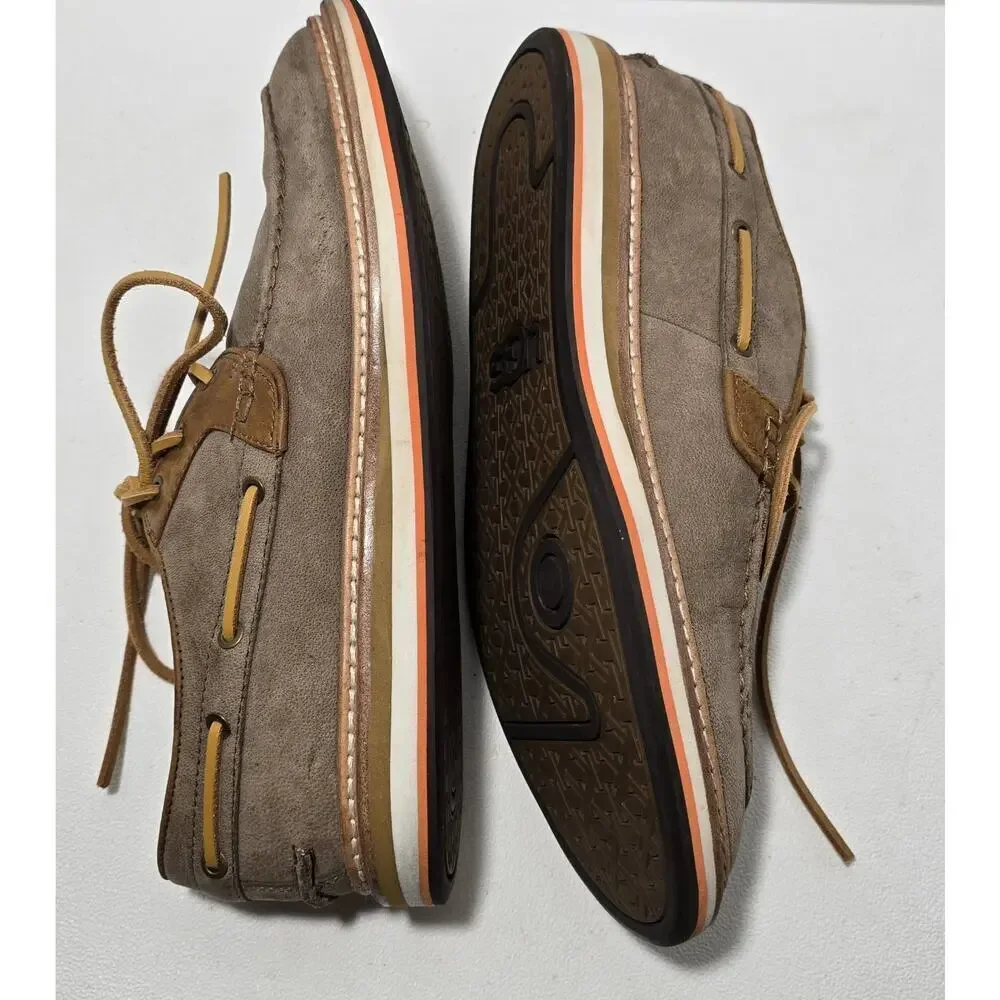 UGG Australia Mens 10 Boat Shoes Newell Lace Up Brown Nubuck Leather
